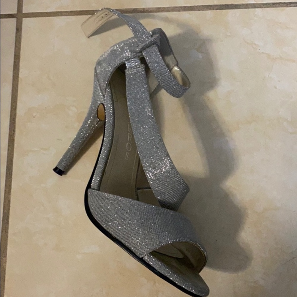 Silver sparkly prom heels